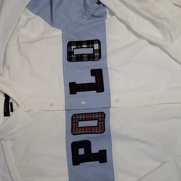 Polo Ralph Lauren White Spellout Classic L/S Button Down Large Oxford - Picture 2 of 5
